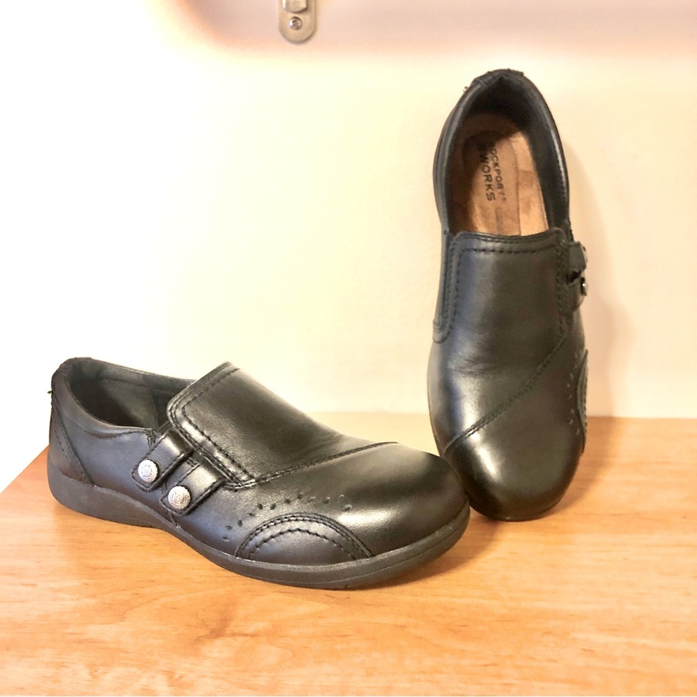 NWOT Rockport Works Daisey Alloy Toe Work Slip-On - Women's 7.5M Black